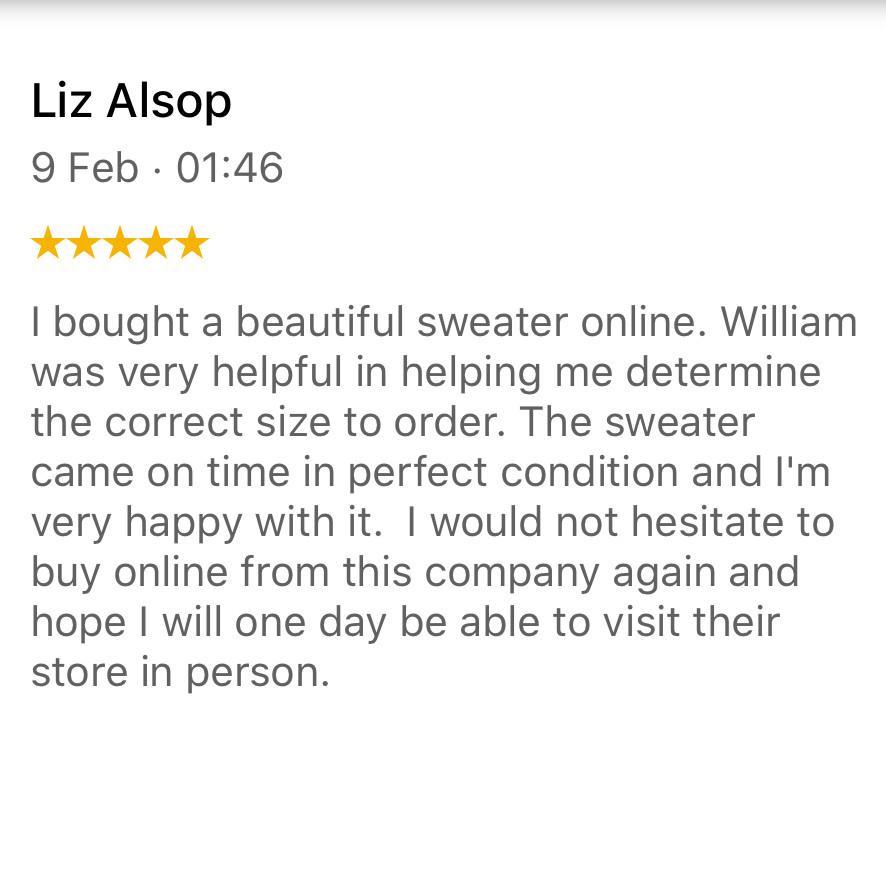 Google Review for Eribe Jumper from The Old School Beauly Online Store