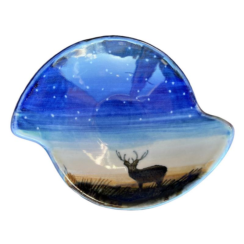 Highland Stoneware Stag at Night Quaich 2 main
