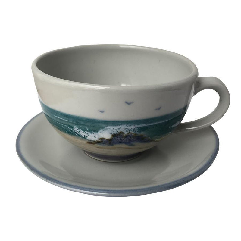 Highland Stoneware Seascape Cappuccino Cup and Saucer