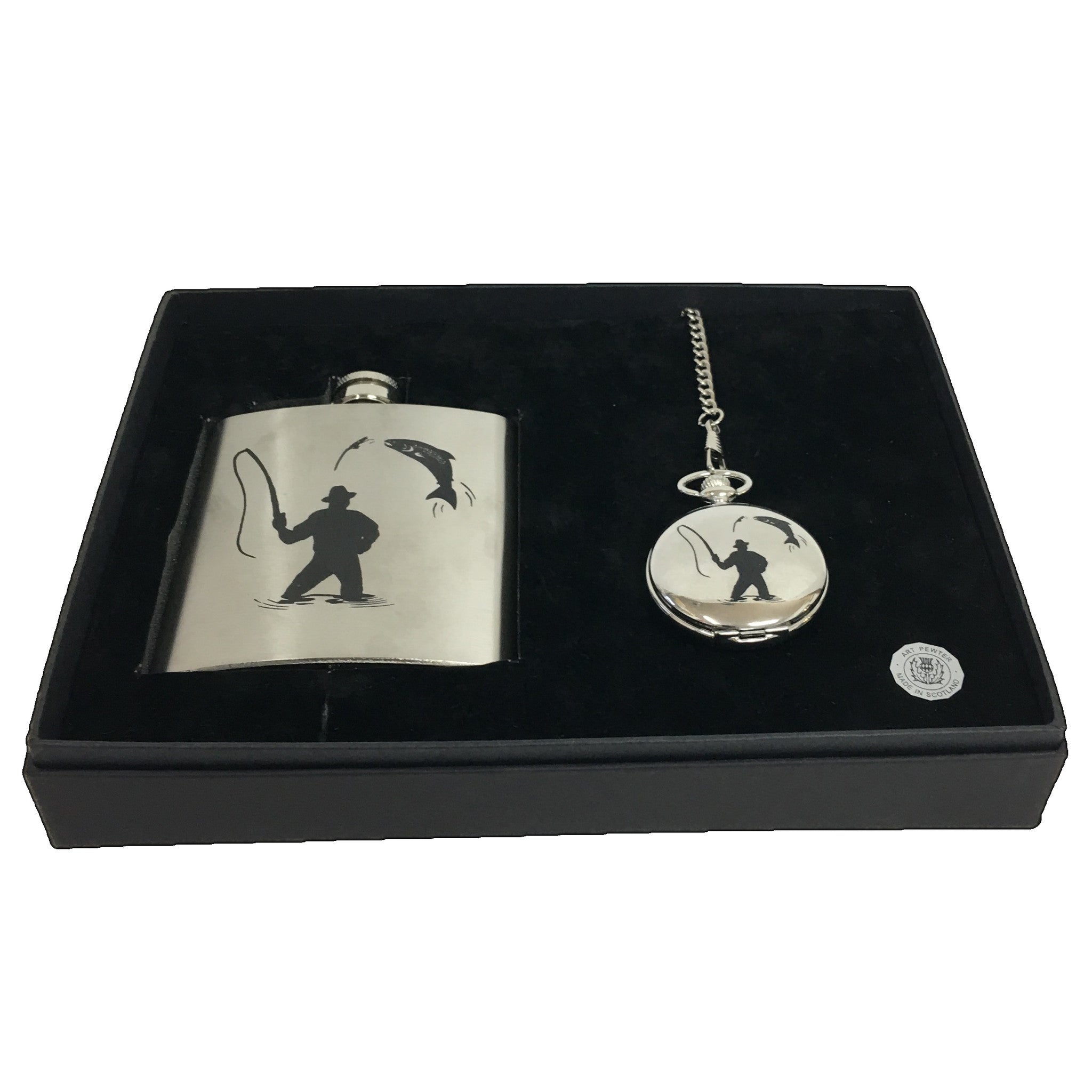 Hip Flask/Pocket Watch Set