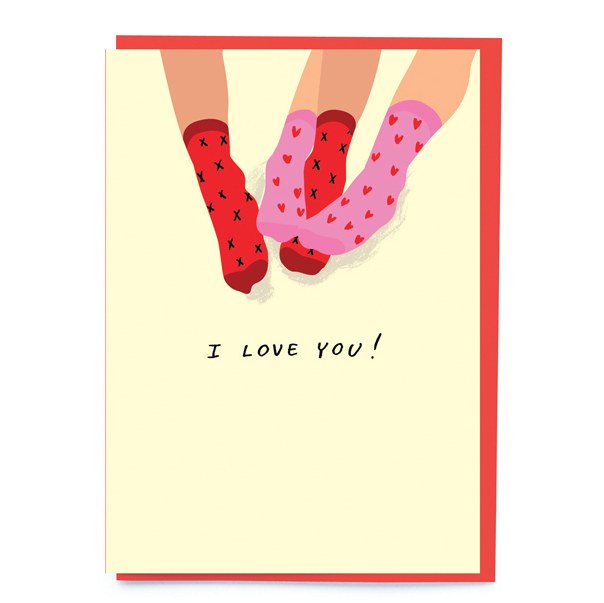 I Love You Card - Heart Socks NL219