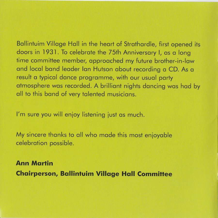 Ian Hutson & His Scottish Dance Band - Let's Celebrate CD booklet inside 1