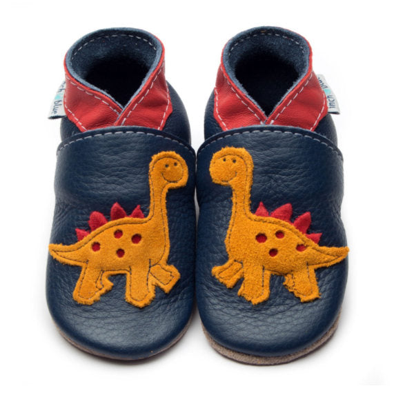 Inch Blue Baby Booties Dino Navy front