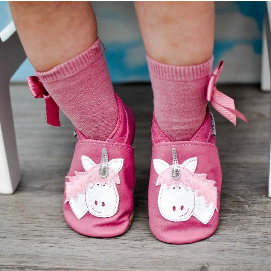 Inch Blue Baby Booties Unicorn Rose Pink Toddler Shoes on baby