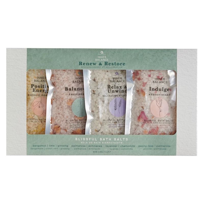 Inner Balance Renew and Restore Blissful Bath Salts Set front