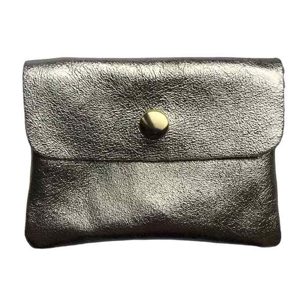 Italian Leather 3 Pocket Purse in Gold front