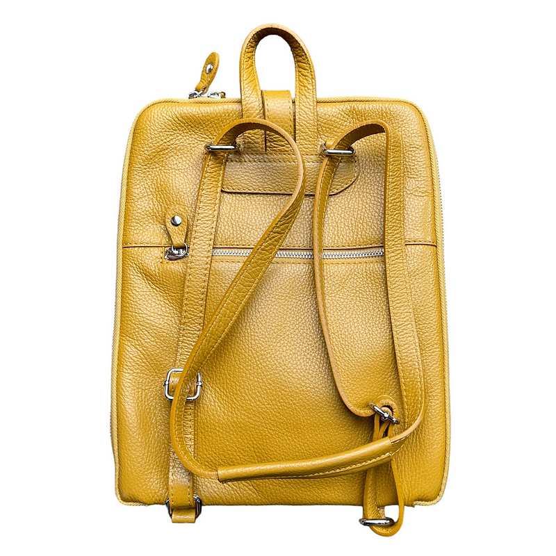 Italian Leather Backpack Mustard PL483 back