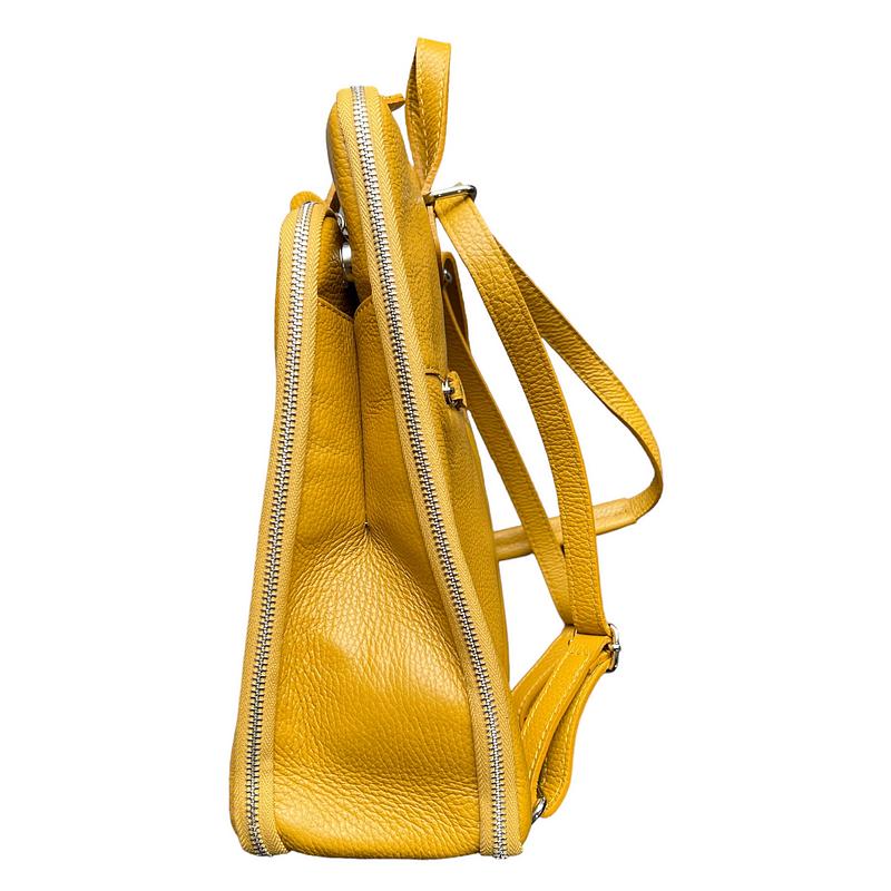 Italian Leather Backpack Mustard PL483 side