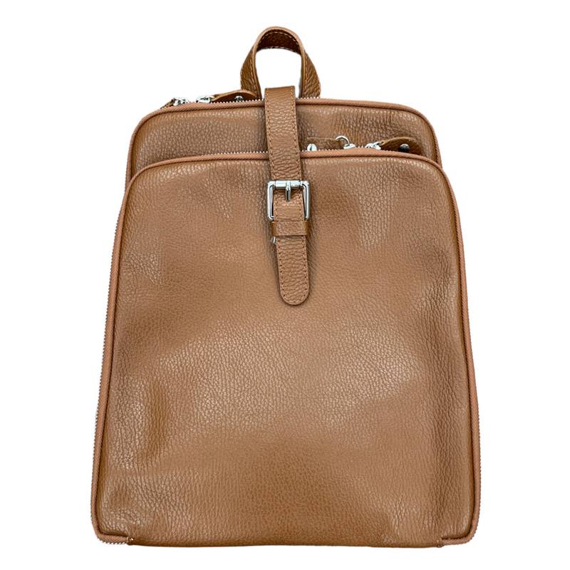 Italian Leather Backpack Tan PL483 front