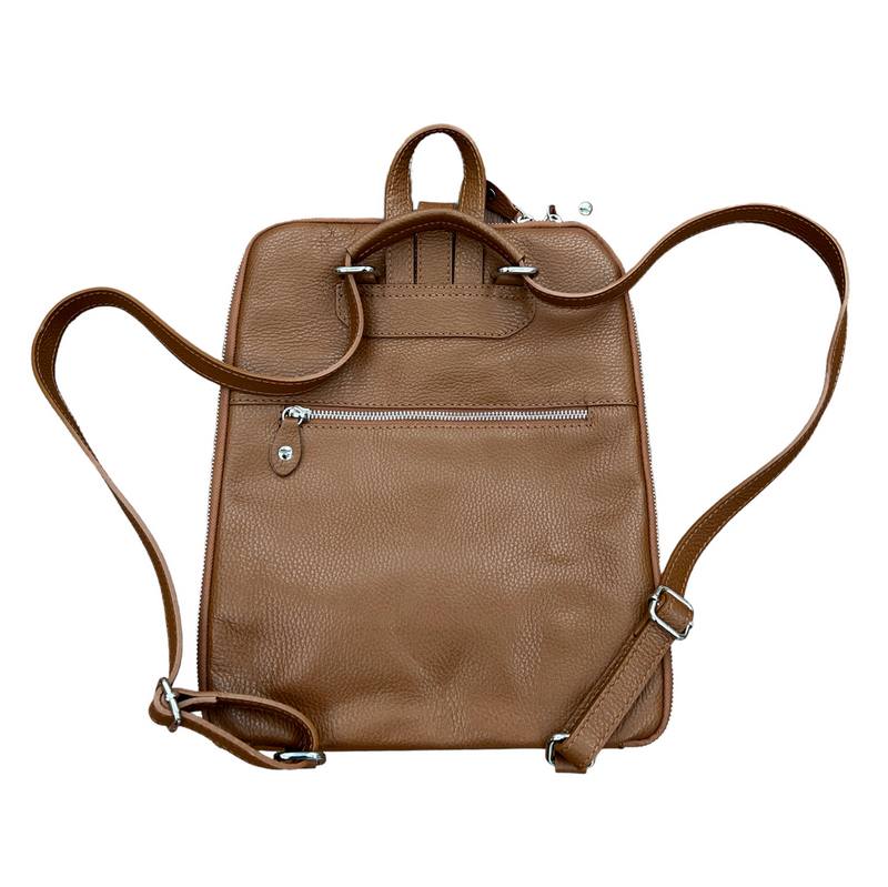 Italian Leather Backpack Tan PL483 back straps