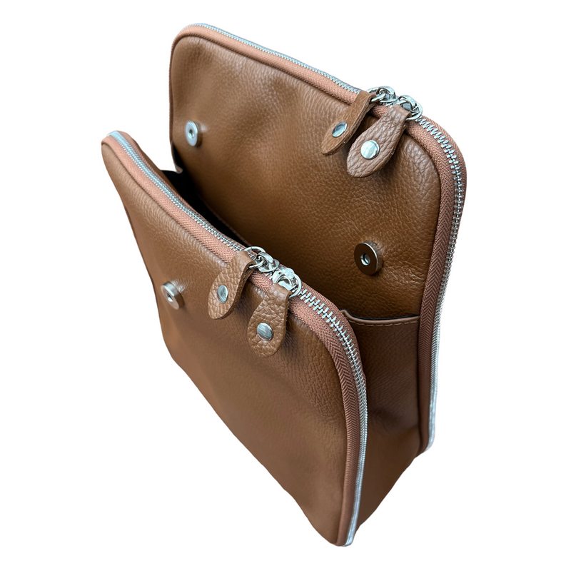Italian Leather Backpack Tan PL483 side