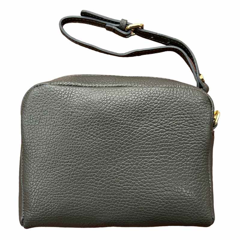 Italian Leather Box Bag in Dark Grey PS439 front