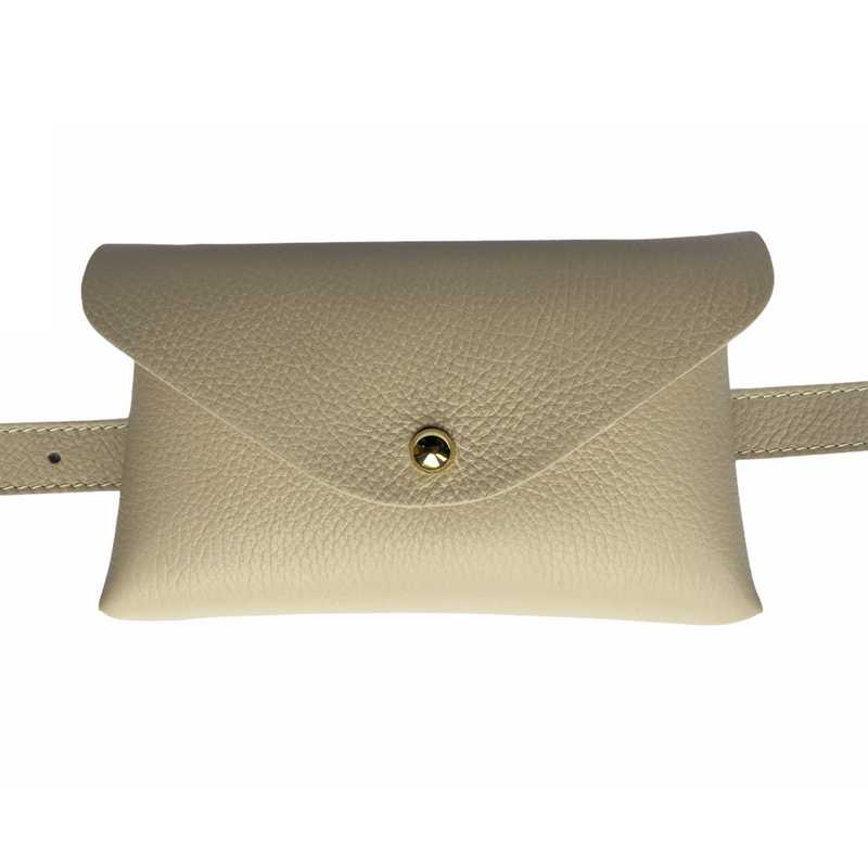 Italian Leather Bumbag Cream on belt