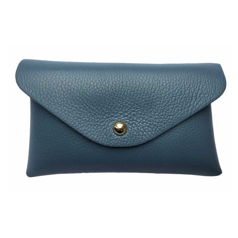 Italian Leather Bumbag Denim Blue as Clutch