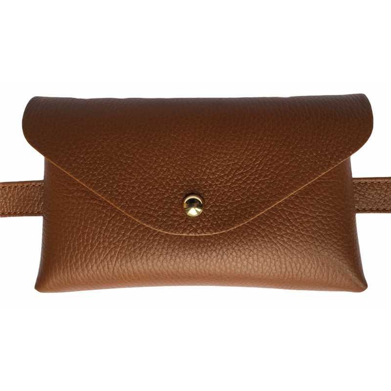 Italian Leather Bumbag Tan on belt