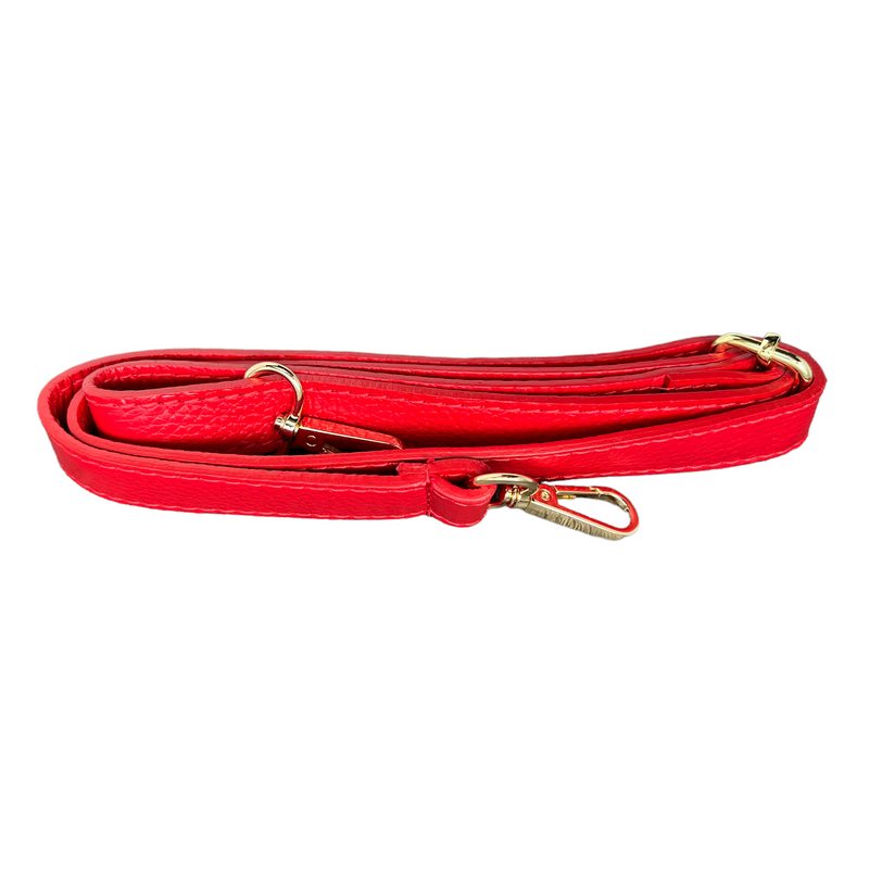 Italian Leather Crescent Bag in Berry Red strap