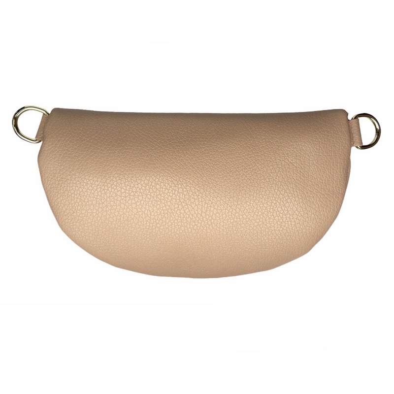 Italian Leather Crescent Bumbag in Smoke Rose back