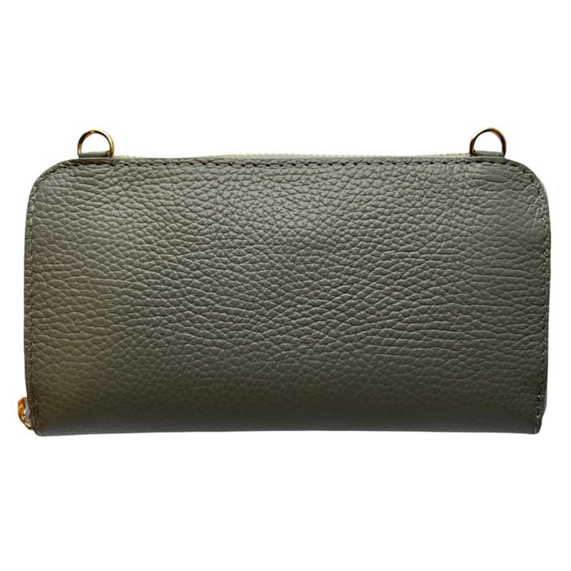 Italian Leather Cross-Body Bag PS469-Light Grey back