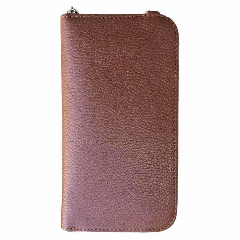 Italian Leather Cross-Body Purse Dark Tan back