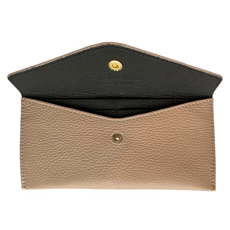 Italian Leather Envelope Purse Smoke Rose PW470 open