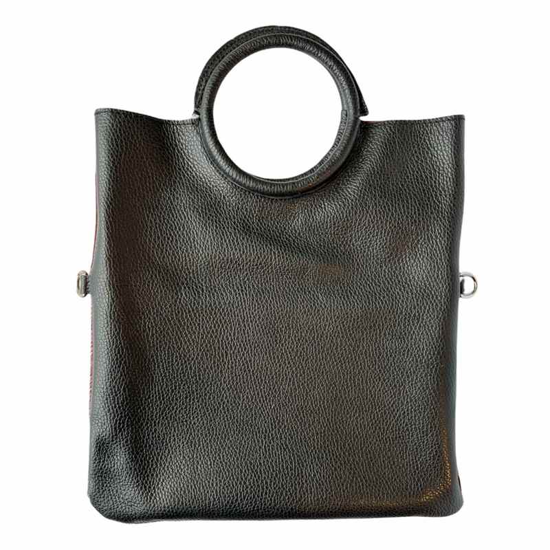 Italian Burgundy Fur-on Leather Multi-use Tote back