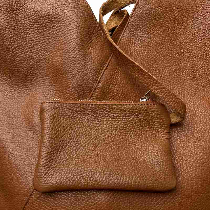 Italian Leather Slouch Bag Dark Tan PL398-DARK TAN zip pouch