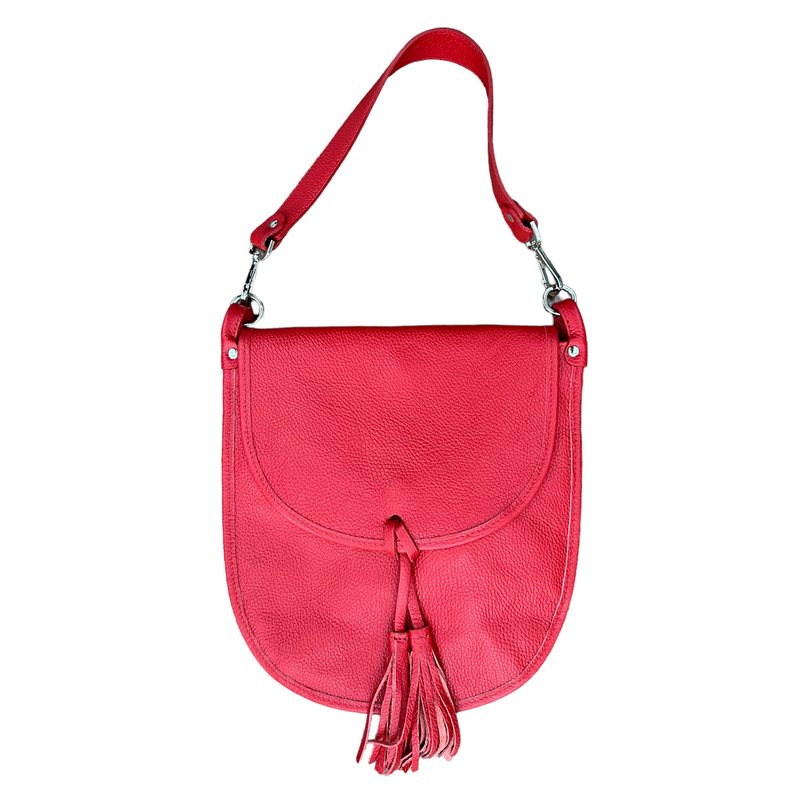 Italian Leather Tassel Bag Red front