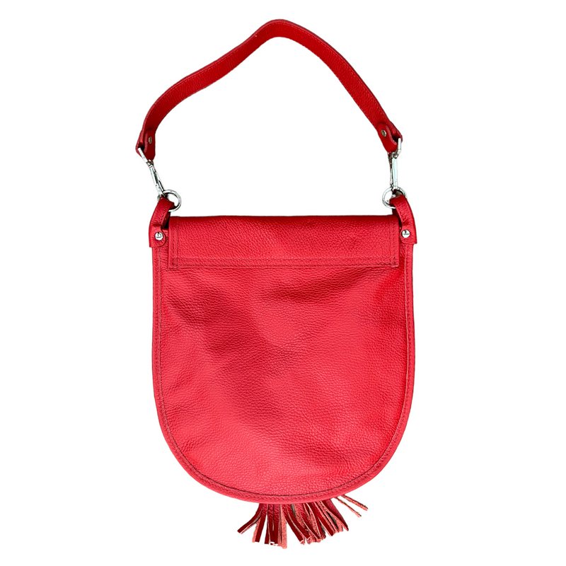 Italian Leather Tassel Bag Red back
