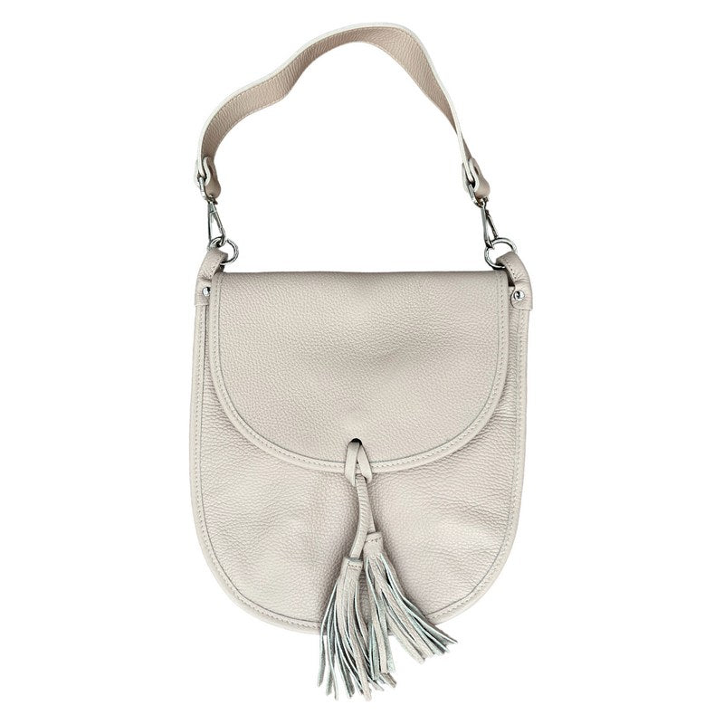 Italian Leather Tassel Bag Smoke Rose front