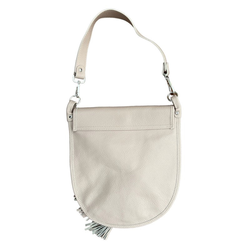 Italian Leather Tassel Bag Smoke Rose back