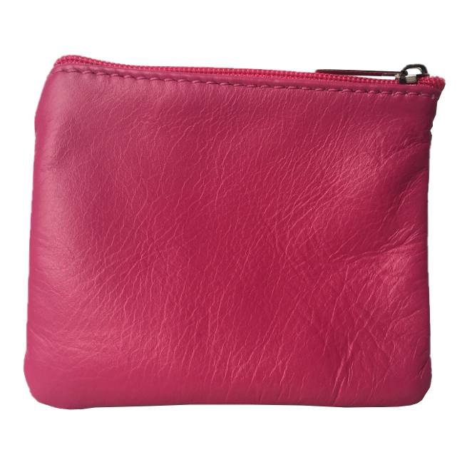 Italian Leather Coin Purse Fuschia Pink back
