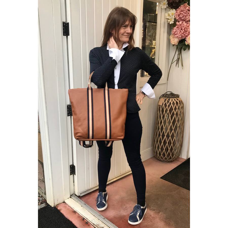 Italian Leather Multi Shoulder & Backpack on model front