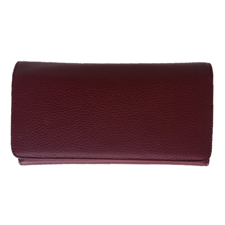 Italian Leather Purse in Berry Red front