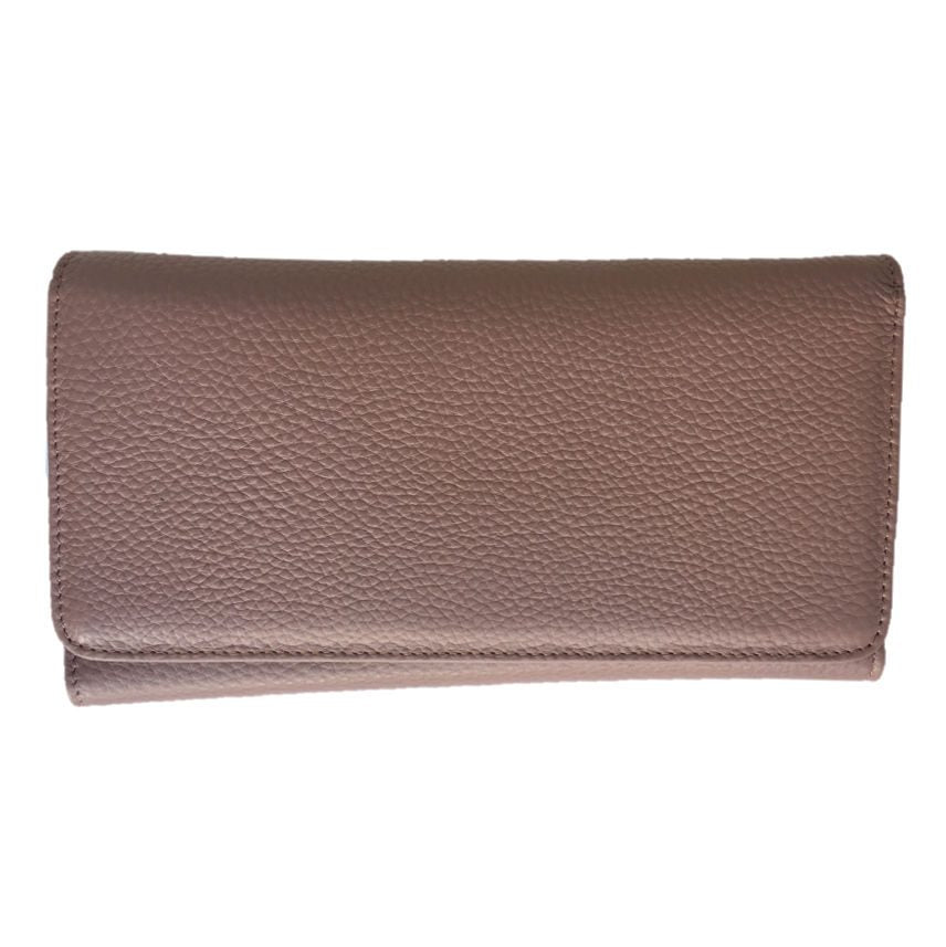 Italian Leather Purse in Blush Pink front