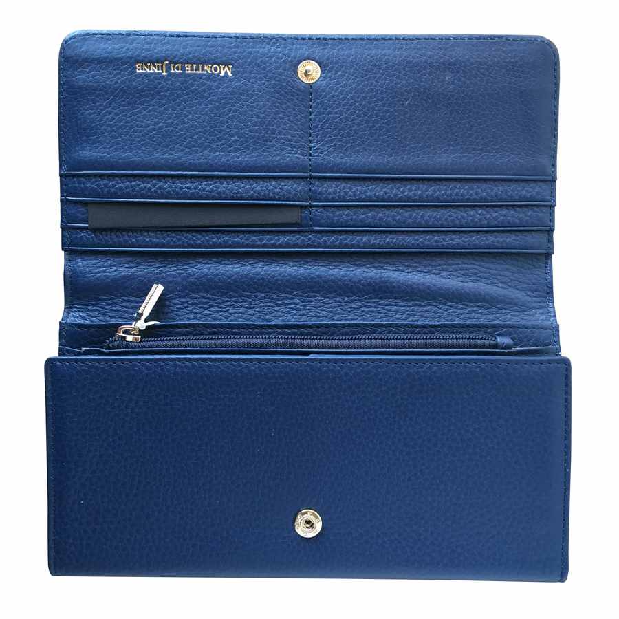 Italian Leather Purse in Dark Sky Navy half open
