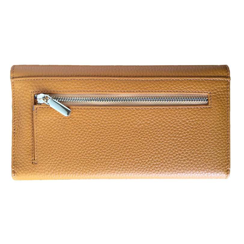Italian Leather Purse in Gorse Yellow back