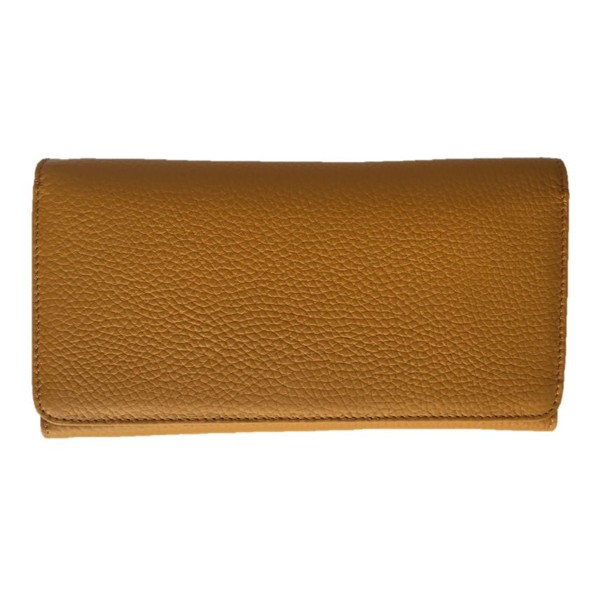 Italian Leather Purse in Gorse Yellow front