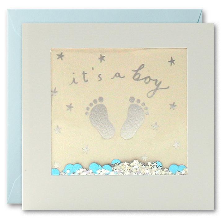 Its A Boy Feet Foiled Shakies Card PT2901