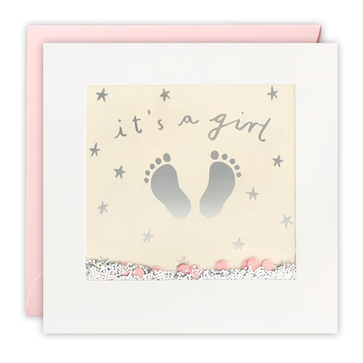 Its A Girl Feet Foiled Shakies Card PT2902
