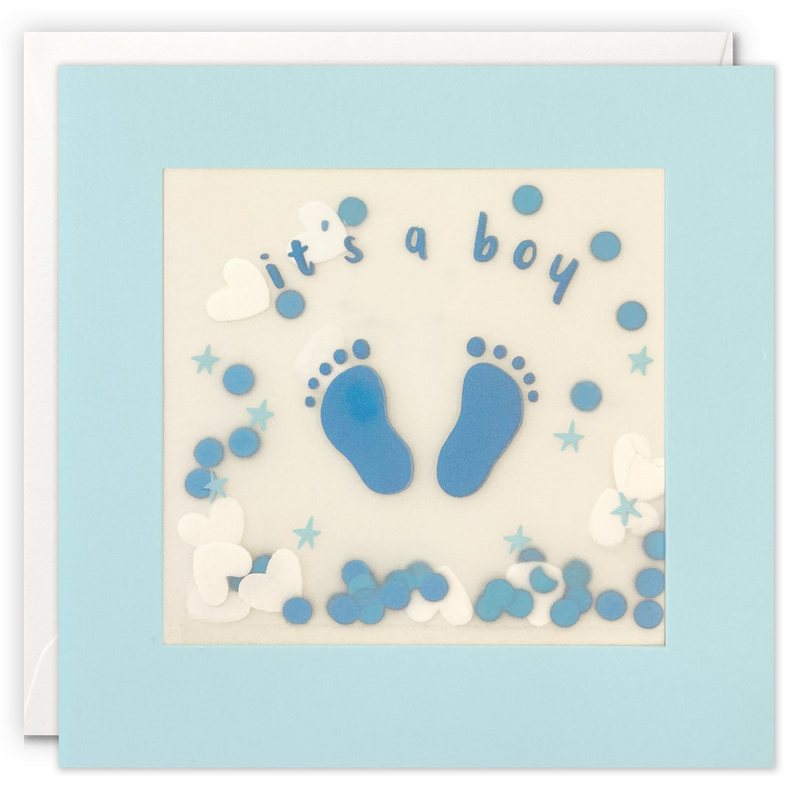 James Ellis Its A Boy Footprints Card PP3666 front