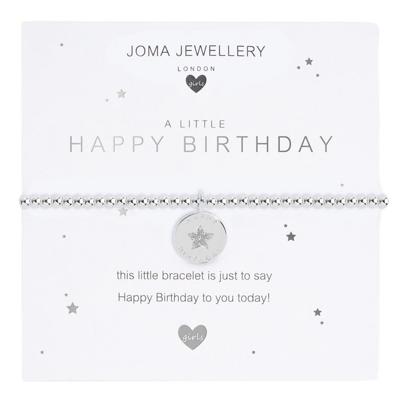 Joma Jewellery A Little Happy Birthday Child's Bracelet C533 on card