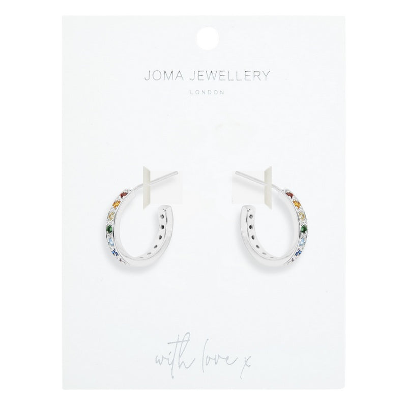 Joma Jewellery Colours Of You Rainbow Hoop Earrings 5145 on card