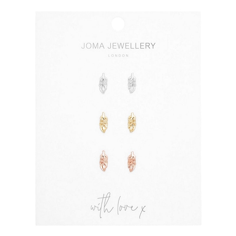 Joma Jewellery Florence Feathers Earrings Set 5358 on card