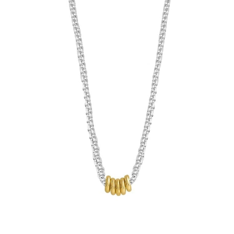 Joma Jewellery Halo Silver & Gold Plate Necklace 4521 detail