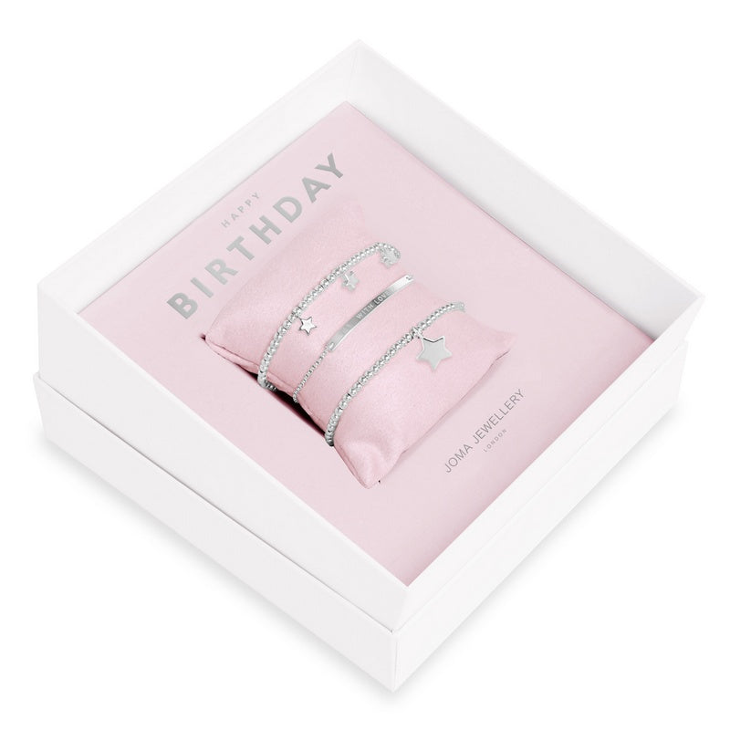 Joma Jewellery Happy Birthday Stacking Bracelets Occasion Gift Box 4245 in box