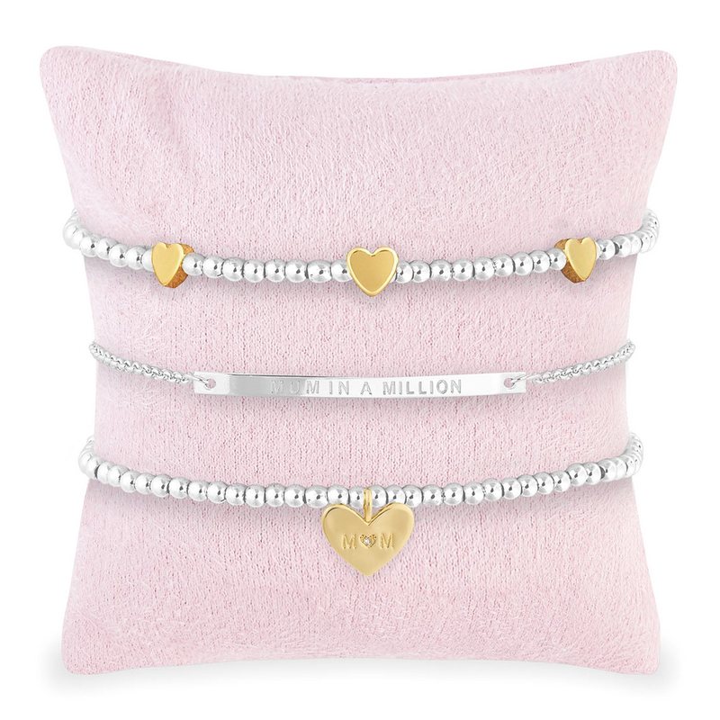 Joma Jewellery Occasion Gift Box Silver Bracelets Mum In A Million 4280 on cushion