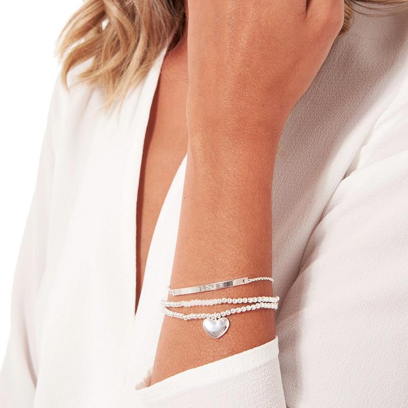 Joma Jewellery Occasion Gift Box Silver Bracelets With Love 3527 on model