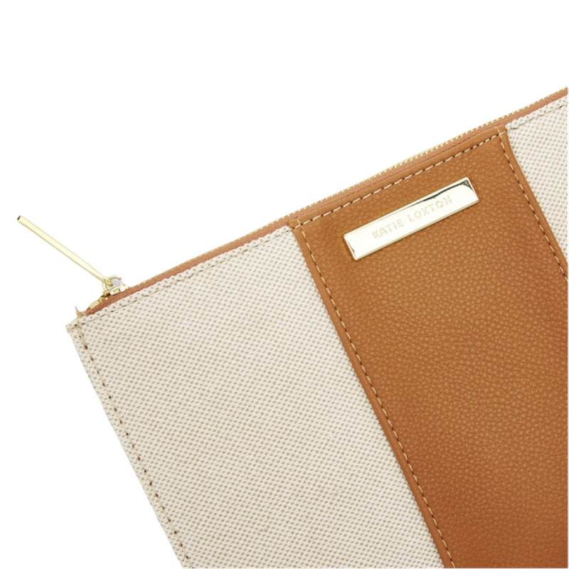 Katie Loxton Amalfi Canvas Pouch in Cream and Light Brown KLB2123 detail