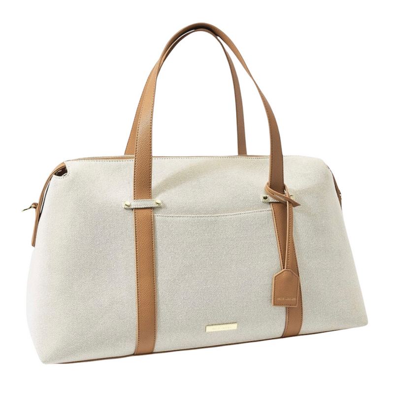 Katie Loxton Amalfi Canvas Travel Bag in Cream and Light Brown KLB2120 main