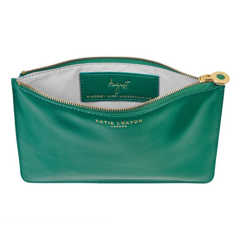 Katie Loxton Birthstone Perfect Pouch Aventurine August Green klb1387 open